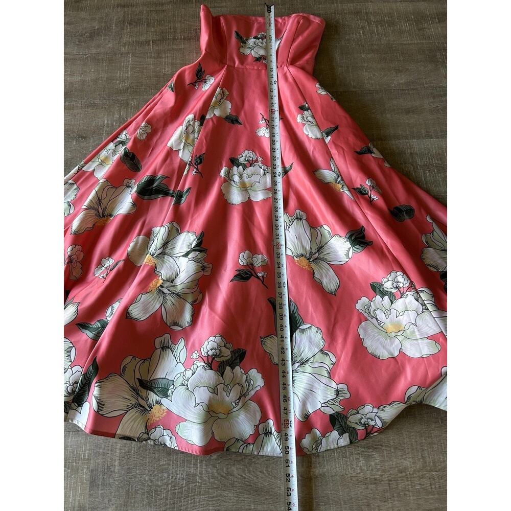 BHLDN Savannah Strapless Floral Satin A-Line Maxi Dress Womens 14 Pink Wedding - Picture 16 of 16
